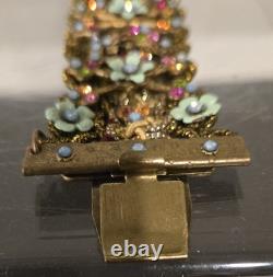 Michal Negrin Rhinestone Enamel Lace Light Blue Flowered Bracelet Handmade EUC