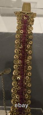 Michal Negrin Rhinestone Enamel Lace Light Blue Flowered Bracelet Handmade EUC