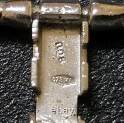 Mid-Century Horsebit 800 Silver Blue Enamel Bracelet