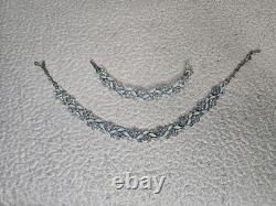 Mid-Century Lisner Baby Blue Enamel 16 Necklace & 7 Bracelet Demi-Parure Set
