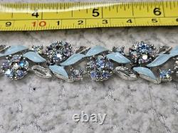 Mid-Century Lisner Baby Blue Enamel 16 Necklace & 7 Bracelet Demi-Parure Set