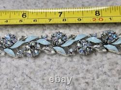 Mid-Century Lisner Baby Blue Enamel 16 Necklace & 7 Bracelet Demi-Parure Set