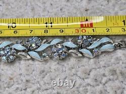 Mid-Century Lisner Baby Blue Enamel 16 Necklace & 7 Bracelet Demi-Parure Set