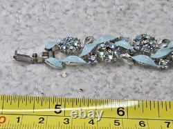 Mid-Century Lisner Baby Blue Enamel 16 Necklace & 7 Bracelet Demi-Parure Set