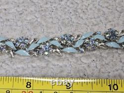 Mid-Century Lisner Baby Blue Enamel 16 Necklace & 7 Bracelet Demi-Parure Set