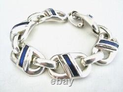 MidCentury'70s Modernist Vintage Henkel & Grosse Sterling Blue Enamel Bracelet