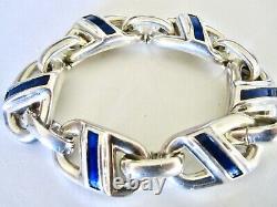 MidCentury'70s Modernist Vintage Henkel & Grosse Sterling Blue Enamel Bracelet