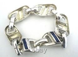 MidCentury'70s Modernist Vintage Henkel & Grosse Sterling Blue Enamel Bracelet