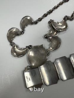 Midnight Blue Black Enamel Sterling Silver Siam Necklace Bracelet Set