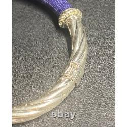 Milor Italy 925 Sterling Silver Blue Guilloche Enamel Bangle Bracelet Sky