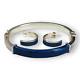 Milor Sterling Silver 925 Blue Sparkle Enamel Bangle Bracelet Matching Earrings