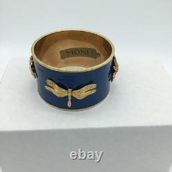 Monet Cuff Bracelet Dragonfly Bee Butterly Flower Blue/ Gold Unique
