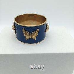 Monet Cuff Bracelet Dragonfly Bee Butterly Flower Blue/ Gold Unique