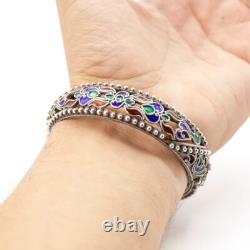 Moroccan Enamel Sterling Silver Bangles, Bracelet Bangles Handmade Bracelet