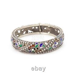 Moroccan Enamel Sterling Silver Bangles, Bracelet Bangles Handmade Bracelet