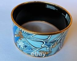 NEW HERMES Enamel GM 70 XL Wide JAGUAR QUETZAL Bangle Gold HW Black Tan Blue NWT