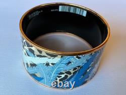 NEW HERMES Enamel GM 70 XL Wide JAGUAR QUETZAL Bangle Gold HW Black Tan Blue NWT