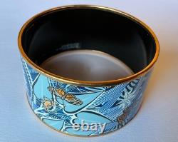 NEW HERMES Enamel GM 70 XL Wide JAGUAR QUETZAL Bangle Gold HW Black Tan Blue NWT