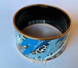 NEW HERMES Enamel GM 70 XL Wide JAGUAR QUETZAL Bangle Gold HW Black Tan Blue NWT