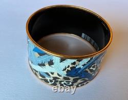 NEW HERMES Enamel GM 70 XL Wide JAGUAR QUETZAL Bangle Gold HW Black Tan Blue NWT