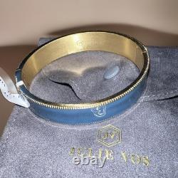 NEW Julie Vos Enamel Hinge Bangle Bracelet Soft Blue 24k Gold Plated Luxury NWT