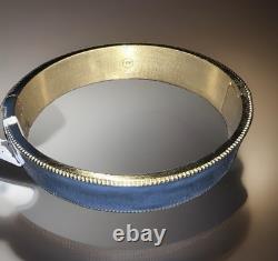 NEW Julie Vos Enamel Hinge Bangle Bracelet Soft Blue 24k Gold Plated Luxury NWT