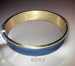 NEW Julie Vos Enamel Hinge Bangle Bracelet Soft Blue 24k Gold Plated Luxury NWT