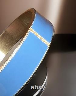 NEW Julie Vos Enamel Hinge Bangle Bracelet Soft Blue 24k Gold Plated Luxury NWT