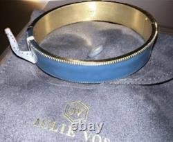 NEW Julie Vos Enamel Hinge Bangle Bracelet Soft Blue 24k Gold Plated Luxury NWT