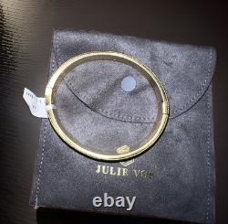 NEW Julie Vos Enamel Hinge Bangle Bracelet Soft Blue 24k Gold Plated Luxury NWT