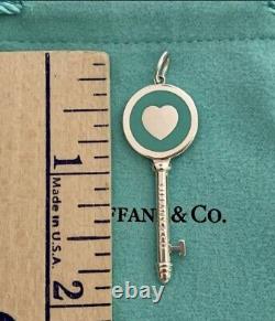 NEW Tiffany & Co Blue Enamel Heart Key Charm Pendant 4 Necklace & Bracelet 925