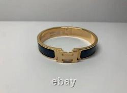 NEWHermes Clic H Bracelet Blue navy Enamel Gold-Plated Hardware /bleu de genes