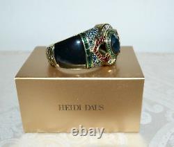 NIB $190 HEIDI DAUS Signature Accent Crystal Bangle Bracelet Onyx Enamel S/M