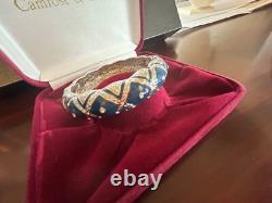 NIB Camrose Kross Jacqueline Kennedy Silver Blue Enamel Paved Crystals Bracelet