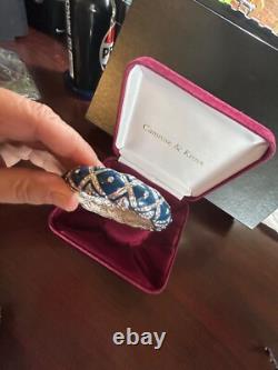 NIB Camrose Kross Jacqueline Kennedy Silver Blue Enamel Paved Crystals Bracelet
