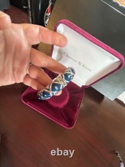 NIB Camrose Kross Jacqueline Kennedy Silver Blue Enamel Paved Crystals Bracelet