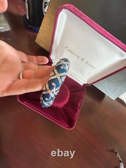NIB Camrose Kross Jacqueline Kennedy Silver Blue Enamel Paved Crystals Bracelet