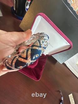 NIB Camrose Kross Jacqueline Kennedy Silver Blue Enamel Paved Crystals Bracelet