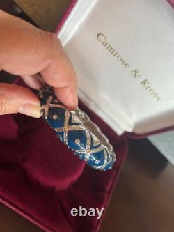 NIB Camrose Kross Jacqueline Kennedy Silver Blue Enamel Paved Crystals Bracelet