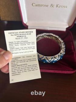NIB Camrose Kross Jacqueline Kennedy Silver Blue Enamel Paved Crystals Bracelet