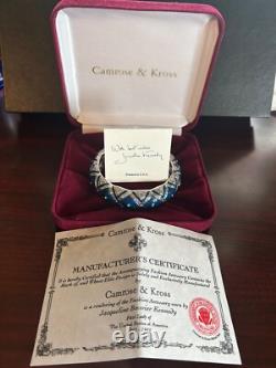 NIB Camrose Kross Jacqueline Kennedy Silver Blue Enamel Paved Crystals Bracelet