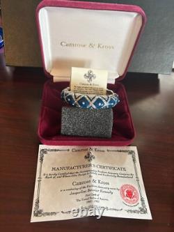 NIB Camrose Kross Jacqueline Kennedy Silver Blue Enamel Paved Crystals Bracelet