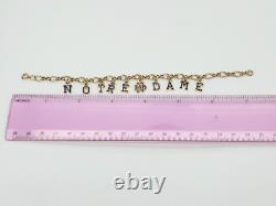 NOTRE DAME Antique Vtg Charm Bracelet Blue Enamel University Old Lettering GF