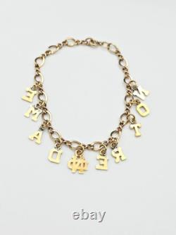 NOTRE DAME Antique Vtg Charm Bracelet Blue Enamel University Old Lettering GF