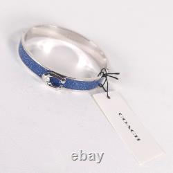 NWT COACH Signature C Logo Hinged Bangle Bracelet Sparkly Blue Enamel & Silver