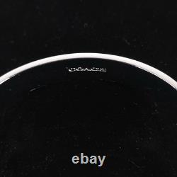 NWT COACH Signature C Logo Hinged Bangle Bracelet Sparkly Blue Enamel & Silver