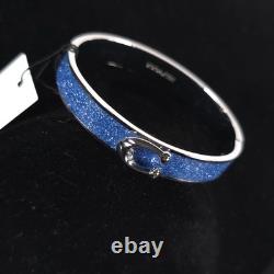 NWT COACH Signature C Logo Hinged Bangle Bracelet Sparkly Blue Enamel & Silver