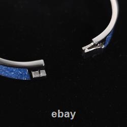 NWT COACH Signature C Logo Hinged Bangle Bracelet Sparkly Blue Enamel & Silver