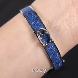 NWT COACH Signature C Logo Hinged Bangle Bracelet Sparkly Blue Enamel & Silver