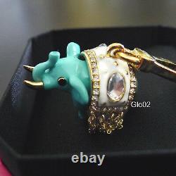 NWT NIB JUICY COUTURE 3D Royal Elephant Teal Pave Crystal BRACELET CHARM NEW